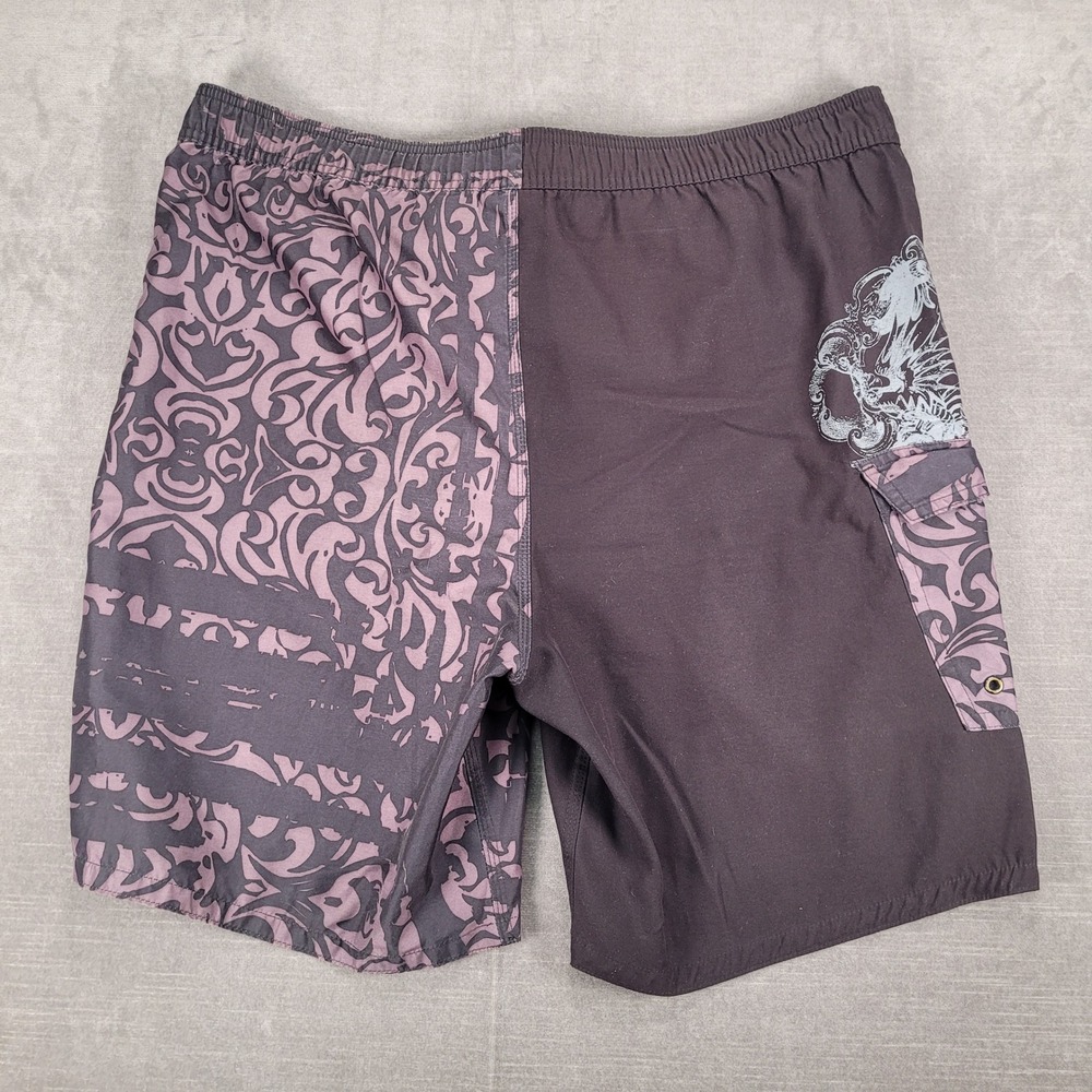 Joe Boxer Board Shorts Skull Graphic Swim Trunks Draw String‎ Mens Size Med